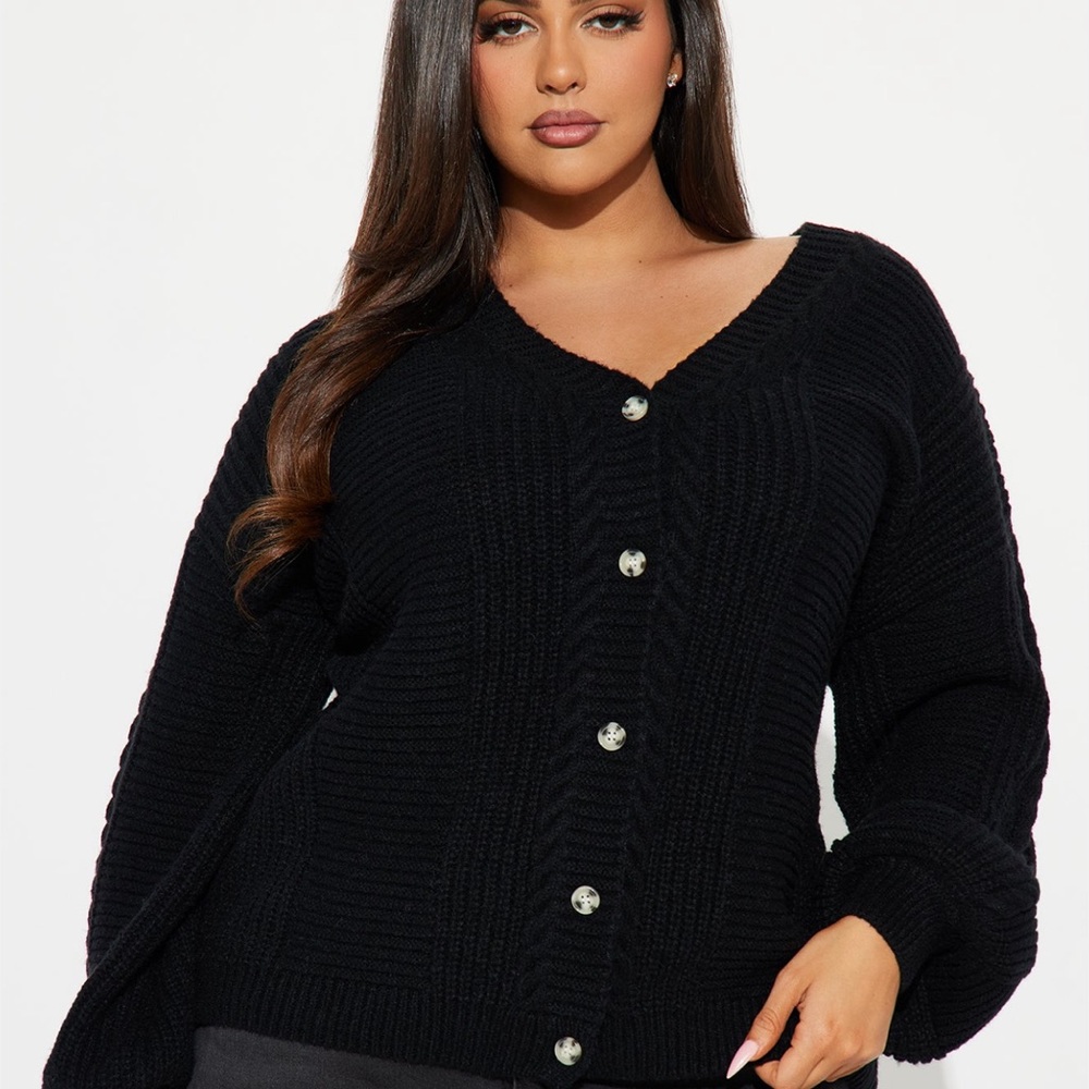 Women's Black Button-Up Sweater